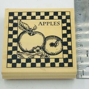APPLES HAMPTON ARTS RUBBER STAMP WOOD MTD XL